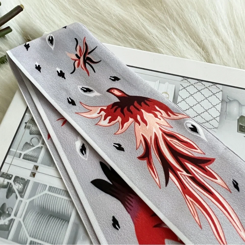 Scarlet Bird Twilly Scarf Bag Handle Satin Wrap
